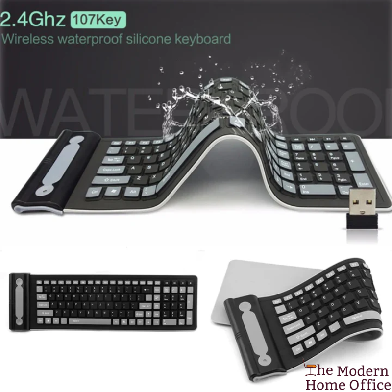 Flexible Waterproof Wireless Slim Keyboard. Enhance your typing experience with the Flexible Waterproof Wireless Slim Keyboard, a versatile and durable solution designed to meet the demands of modern, on-the-go lifestyles. This innovative keyboard combines flexibility, portability, and robust protection against spills and dust, making it perfect for both everyday use and travel.-The Modern Home Office