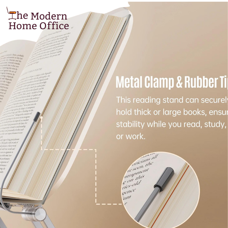 Desktop Book Stand 360°,versatile and convenient tool designed to hold books,documents, tablets,or even smartphones,allowing for hands-free reading or viewing.Main feature:ability to rotate a full 360 degrees,provides user a customizable viewing angles to suit their preferences.-The Modern Home Office