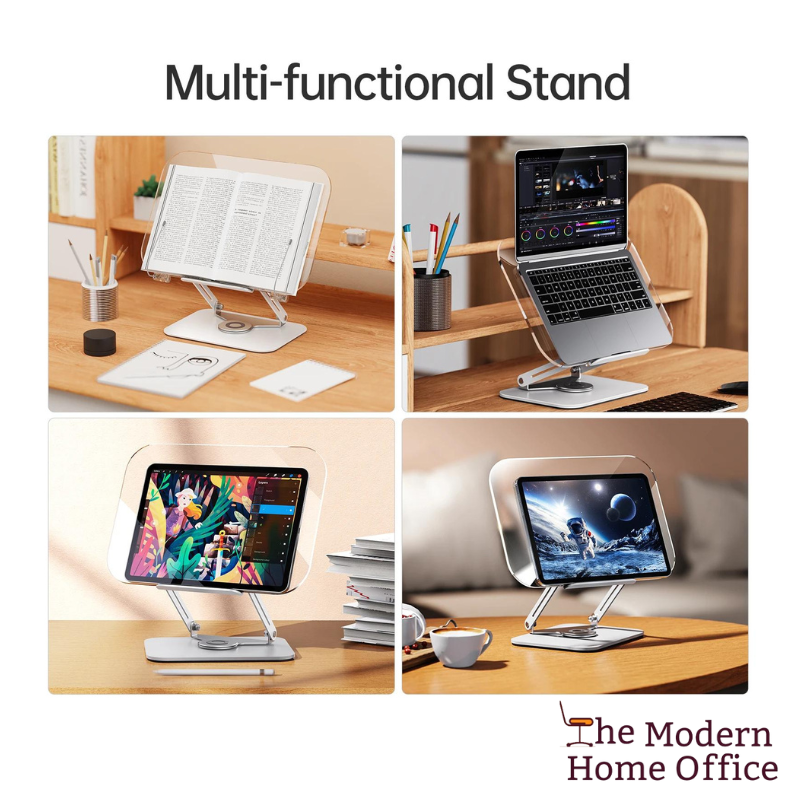 Desktop Book Stand 360°,versatile and convenient tool designed to hold books,documents, tablets,or even smartphones,allowing for hands-free reading or viewing.Main feature:ability to rotate a full 360 degrees,provides user a customizable viewing angles to suit their preferences.-The Modern Home Office