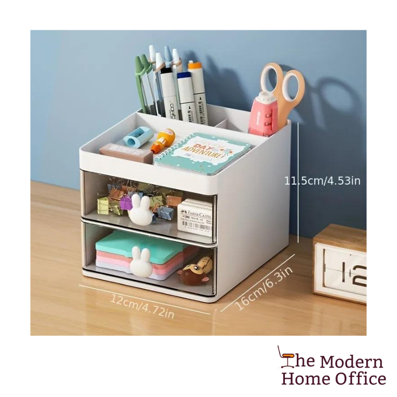 Drawer Style Pen Holder, perfect solution for keeping your desk clutter-free while ensuring your pens are always within reach. Crafted from durable materials and featuring a sleek design, this pen holder effortlessly fits into most standard desk drawers. With multiple compartments of varying sizes, it accommodates pens, pencils, markers, and even small office supplies like paper clips or sticky notes.-The Modern Home Office