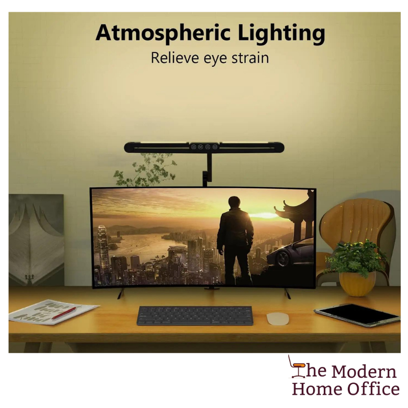 Home Office LED Desk Lamp. Designed to provide optimal lighting for work or study, offers adjustable brightness levels & color temperatures. With its sleek and modern design, it not only illuminates your workspace but also adds a touch of style to your home office. Key Features: Adjustable Brightness. Adjustable Color Temperature. Eye-Care Technology. Flexible Gooseneck Design. Touch Control Panel. USB Charging Port. Energy-Efficient LED Technology. Sleek and Modern Design.-The Modern Home Office