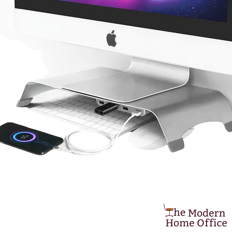 Experience ergonomic comfort and enhanced productivity with our Aluminum Universal Monitor Stand Holder. Designed to elevate your monitor to eye level, this sleek and sturdy stand provides a stylish and functional solution for optimizing your workspace. Compatible with most monitors and laptops, its universal design ensures versatility and convenience, while its durable aluminum construction offers stability and durability. -The Modern Home Office