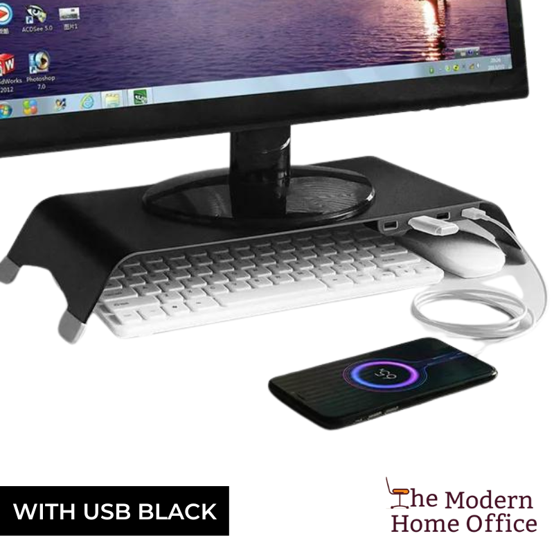 Experience ergonomic comfort and enhanced productivity with our Aluminum Universal Monitor Stand Holder. Designed to elevate your monitor to eye level, this sleek and sturdy stand provides a stylish and functional solution for optimizing your workspace. Compatible with most monitors and laptops, its universal design ensures versatility and convenience, while its durable aluminum construction offers stability and durability. -The Modern Home Office