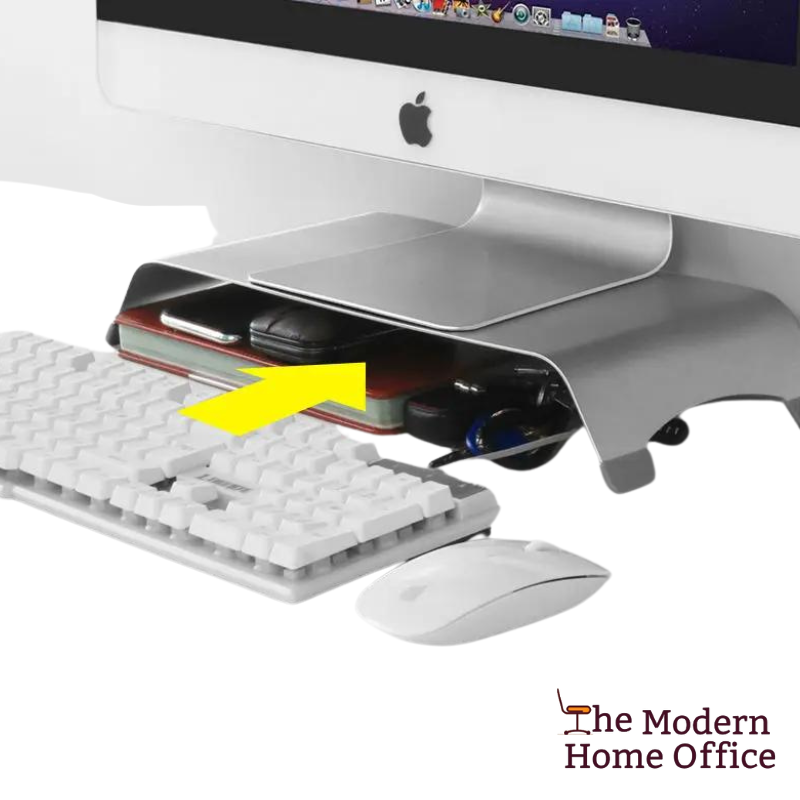 Experience ergonomic comfort and enhanced productivity with our Aluminum Universal Monitor Stand Holder. Designed to elevate your monitor to eye level, this sleek and sturdy stand provides a stylish and functional solution for optimizing your workspace. Compatible with most monitors and laptops, its universal design ensures versatility and convenience, while its durable aluminum construction offers stability and durability. -The Modern Home Office