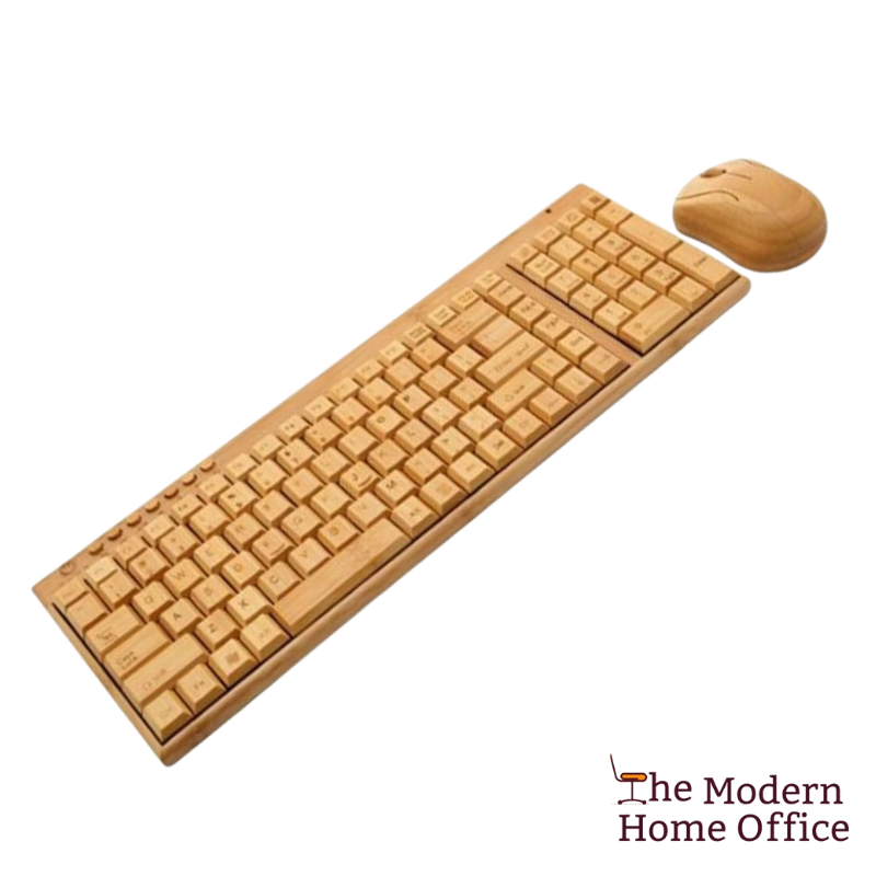 The Bamboo Keyboard and Wireless Mouse Combo Set is a unique and environmentally-friendly computer accessory bundle that combines a keyboard and a mouse, both featuring bamboo elements. -The Modern Home Office