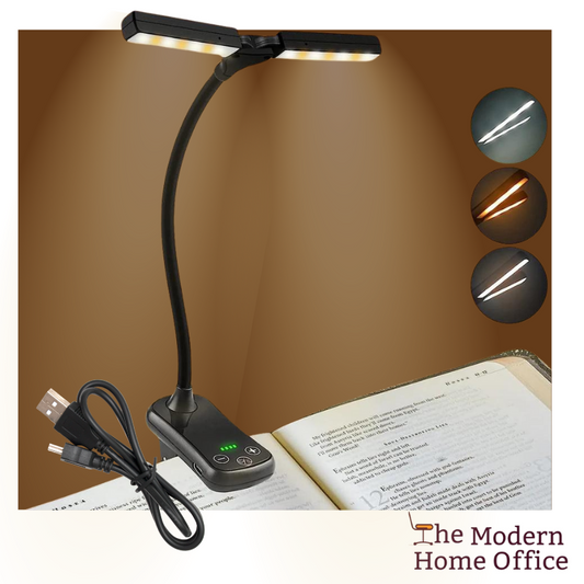 The Clip-On Book Light is your portable solution for reading in any environment, providing a reliable source of illumination without disturbing others around you. With its compact design and flexible neck, this book light attaches easily to your book, e-reader, or tablet, allowing you to enjoy your favorite novels, magazines, or documents in low-light conditions. -The Modern Home Office