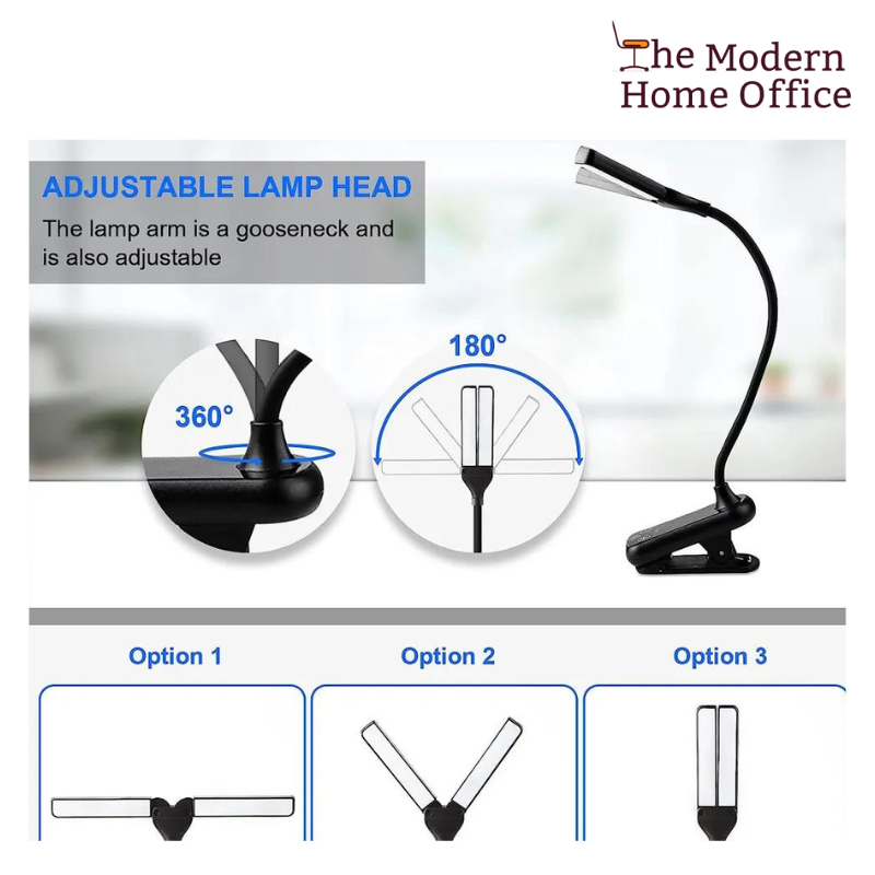 The Clip-On Book Light is your portable solution for reading in any environment, providing a reliable source of illumination without disturbing others around you. With its compact design and flexible neck, this book light attaches easily to your book, e-reader, or tablet, allowing you to enjoy your favorite novels, magazines, or documents in low-light conditions. -The Modern Home Office