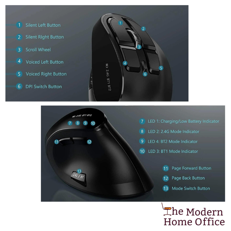 Dual Mode Silent Vertical Mouse